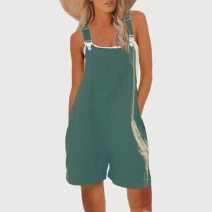 Denim Style Cotton Linen Wide Leg Shorts Romper size 12/14